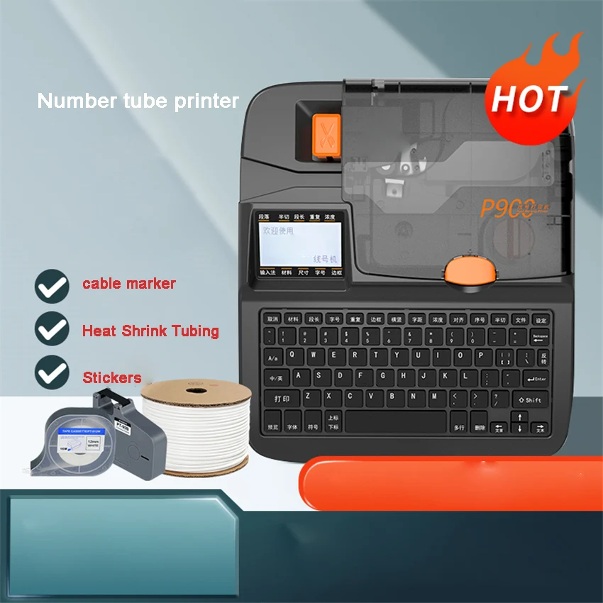 P900 Number Tube Printer PVC Sleeve Stickers Fully Automatic Handheld Number Machine Electronic Number Machine