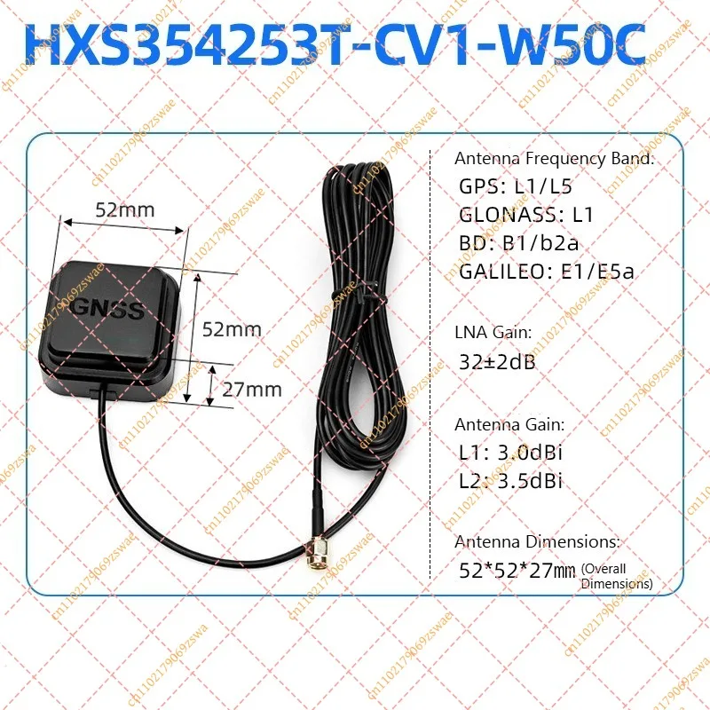 L1/L2/L5 RTK GNSS Antenna, High-Precision Multi-Constellation Full-Band External Antenna for Vehicle Positioning