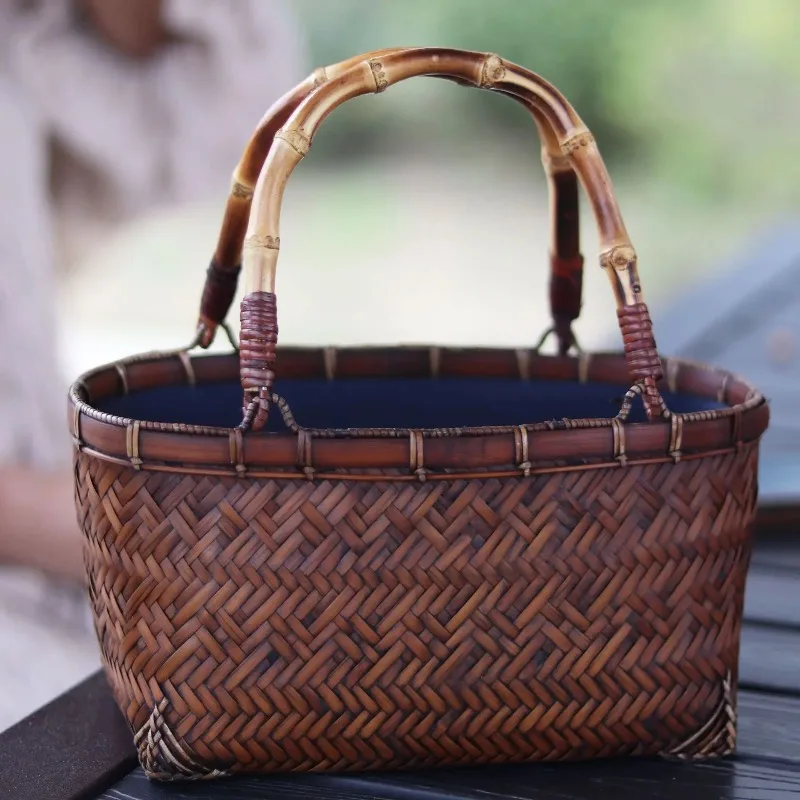 

Плетеная корзина из бамбука ручной работы, женская сумка ручной работы, пляжная сумка для женщин, бамбуковые изделия, плетеная сумка из бамбука оптом