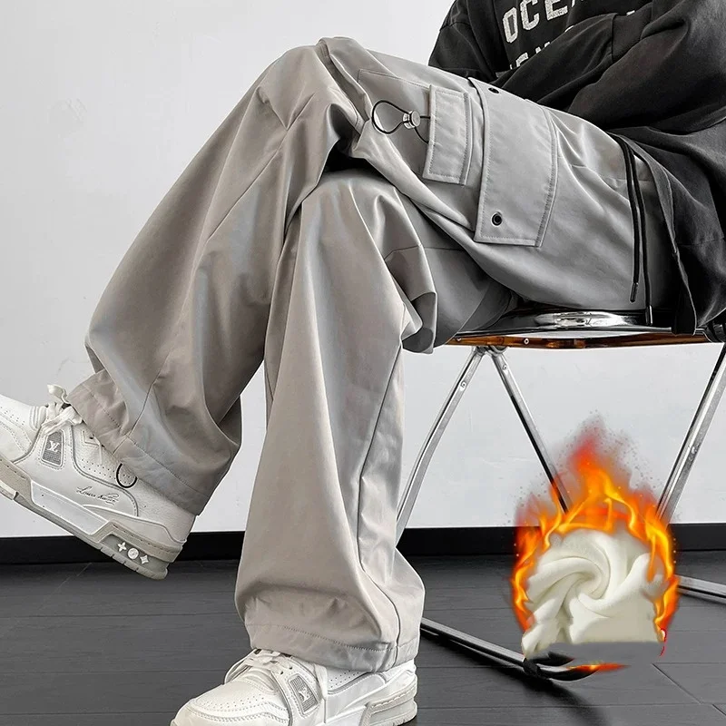 Men's White Workwear Pants - New Spring/Autumn Straight Fit Outdoor Windproof Jacket for Plus Size, Oversized, and Extra Large M