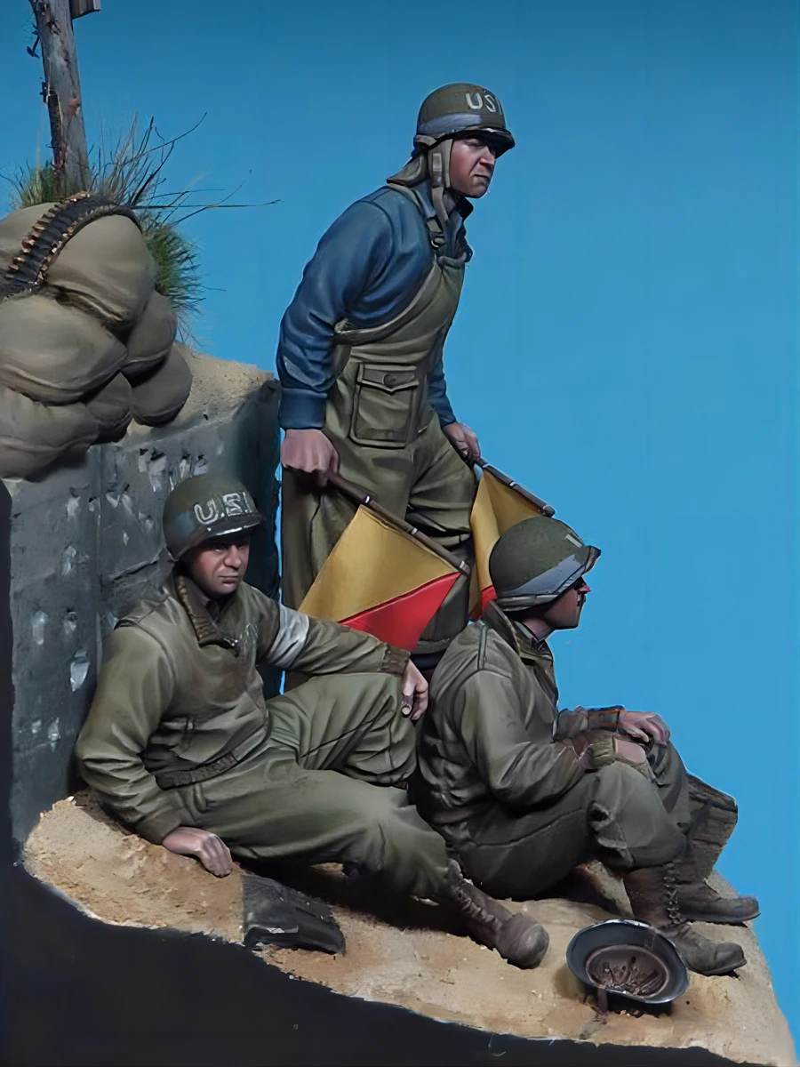 1/35 resin unpainted figure kit, WWII soldiers (with scene), unassembled and unpainted GK