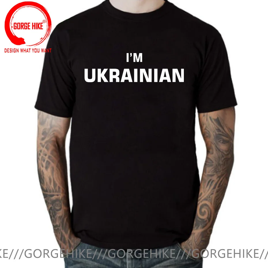 I'm Ukrainian Zelensky T-Shirt Proud with Ukraine Men T Shirt Letter Print Short Sleeve Casual Pure Cotton O-Neck Summer Shirts