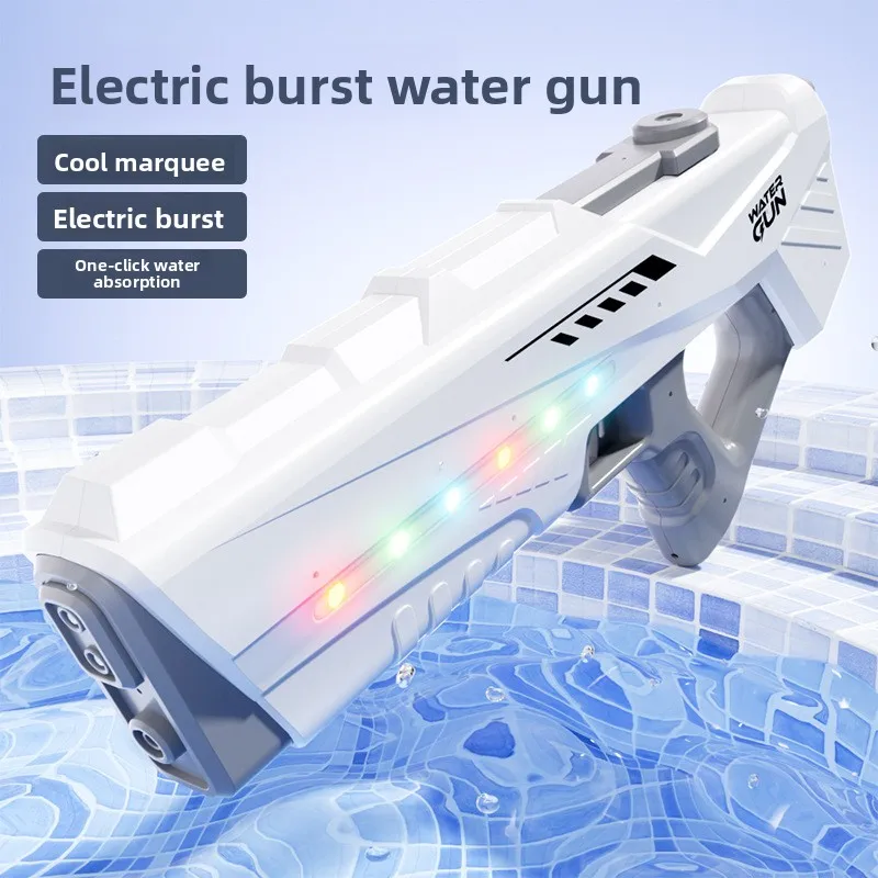 Pulse Electric Water Gun with LED Lights High Pressure Automatic Continuous Spray Large Capacity Water Blaster for Kids Gifts