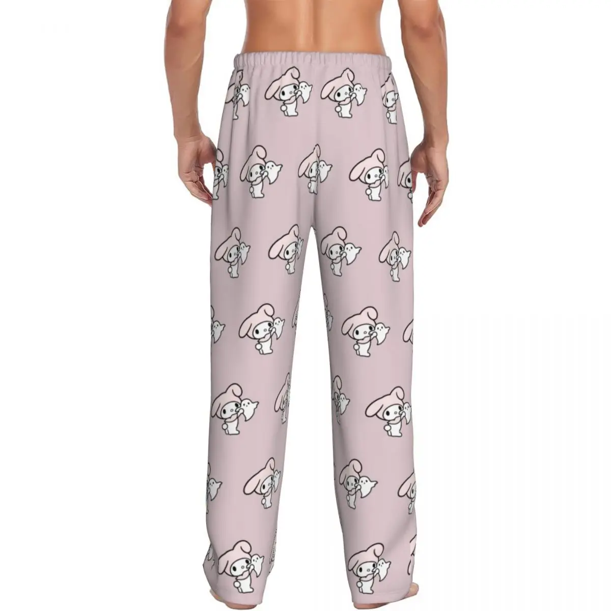 Custom Melody Pajama Pants for Men Pink Rabbit Lounge Sleep Drawstring Sleepwear Bottoms with Pockets