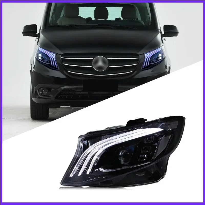 

Автомобильные светодиодные фары в сборе для Benz V-class Vito 2016-2023, авто противотуманные фары DRL, стоп-сигнал поворота, лампа Plug and Play