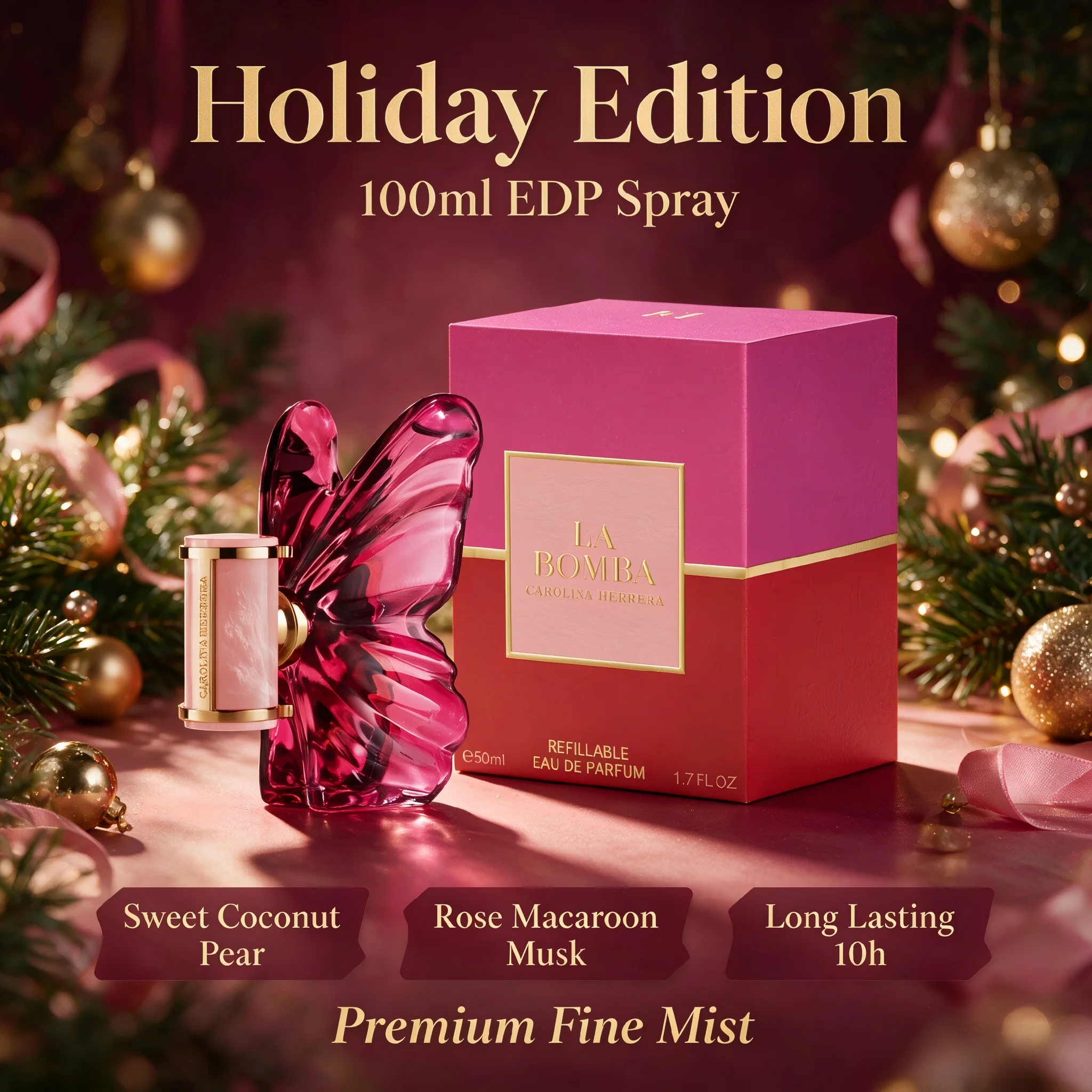 Perfume Ariana Grande Thank U Next 100ml EDP Spray para Mujer, Larga Duración 10h, Aroma Dulce de Coco, Pera, Rosa, Macarrón y Almizcle, Regalo Creativo para Cumpleaños, Halloween, Acción de Gracias, Navidad, Botella Rosa con Diseño de Corazón Roto