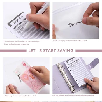 PU皮革預算活頁夾,帶現金信封口袋,拉鍊小巧法式預算袋活頁夾,用於儲蓄,A6尺寸計劃本整理器 10 最佳銷售 預算規劃整理器 - №1