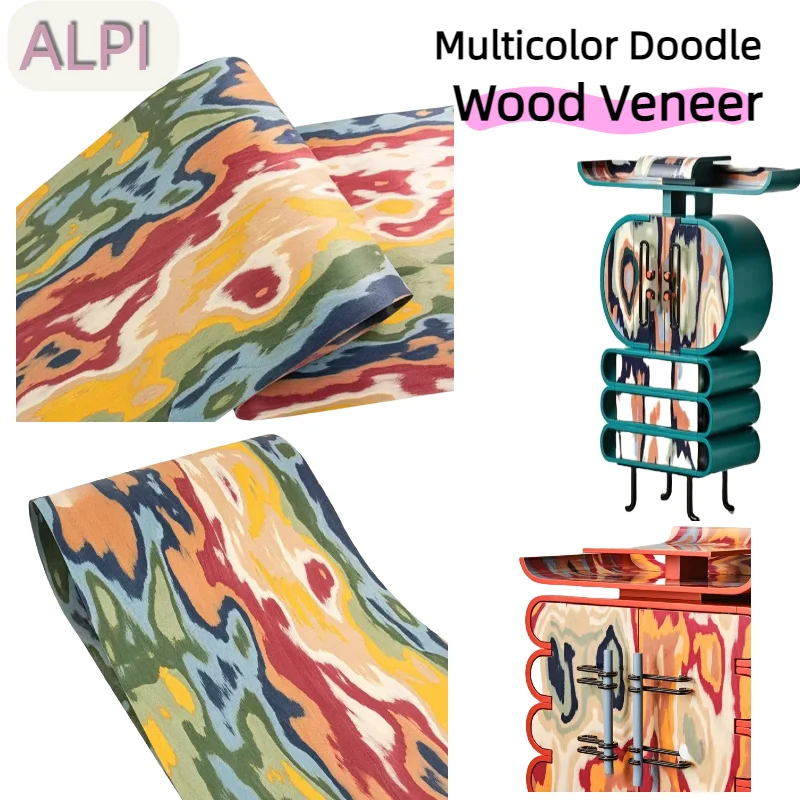 

Trendy ALPI Color Doodle Wood Veneer Sheets Unique Furniture Walls Doors Interior DIY Projects Panels L:2.5Meters W:58cm T:0.5mm