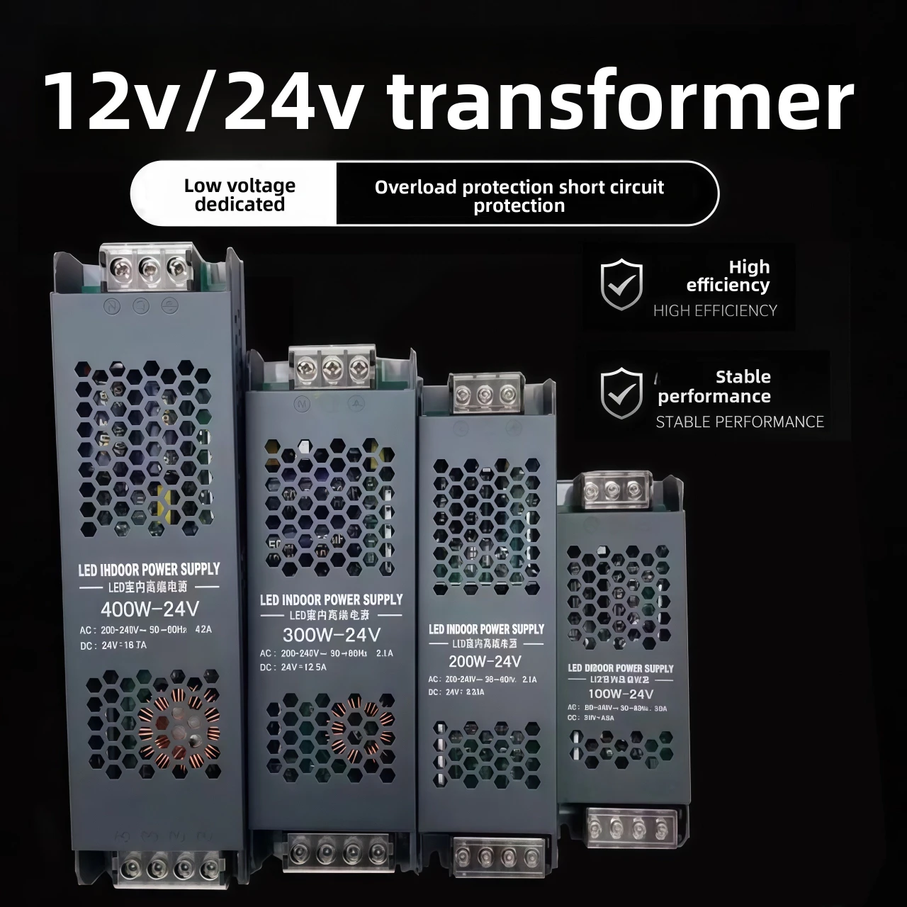 Ультратонкий импульсный блок питания 400W-100W, трансформатор AC220V в DC12V 24V, адаптер для светодиодных лент и систем видеонаблюдения