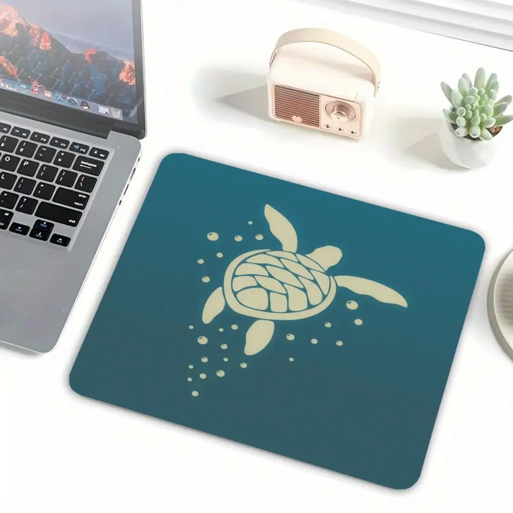 Minimal Coastal Ocean Turtle Mouse Pad, Compact Smooth Desk Mat Non Slip Mat for Desktop Laptop Work mouse pad