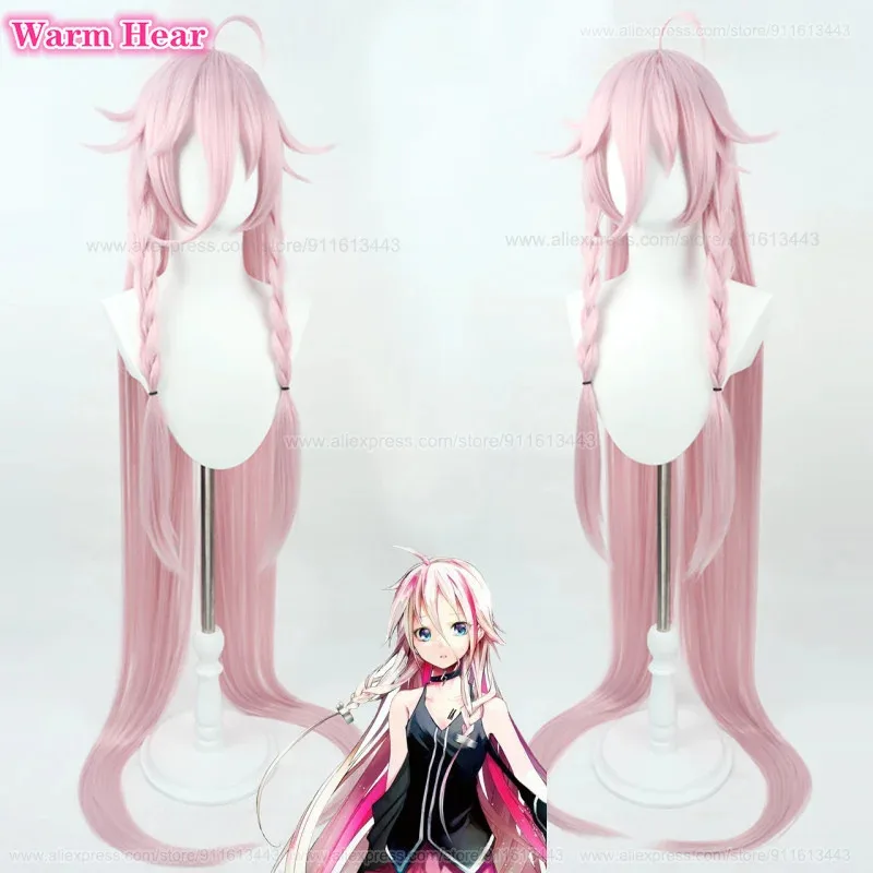 150cm 긴 고품질 도서관 IA 코스프레 VOCALOID3 가상 가수 핑크 가발 내열성 머리 할로윈 파티 여성 가발