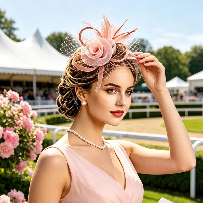 1 Fascinators Hats For Women Tea Party Fascinator Hats Vintage flower Headwear Wedding Church Hat Mini Hats Tiny