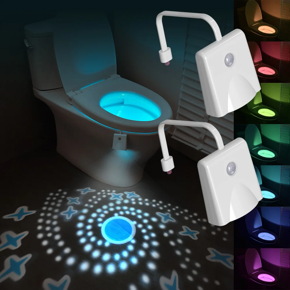 Motion Sensor Toilet Night Lights RGB Ambient Star Projector Rechargeable Waterproof Backlight Lamp for Toilet Bowl Bathroom WC