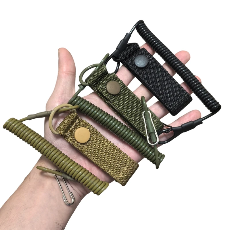 Coiled Elastic Safety Lanyard Anti Loss Rope Key Chain Strap Flashlight Holder Outdoor Tool Accessories