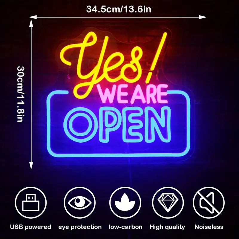 Acrylic Flexible Neon Open Neon Sign LED Light Source Silicone Wall Hanging Birthday Gift Home Bedroom Club Party Shop Decor