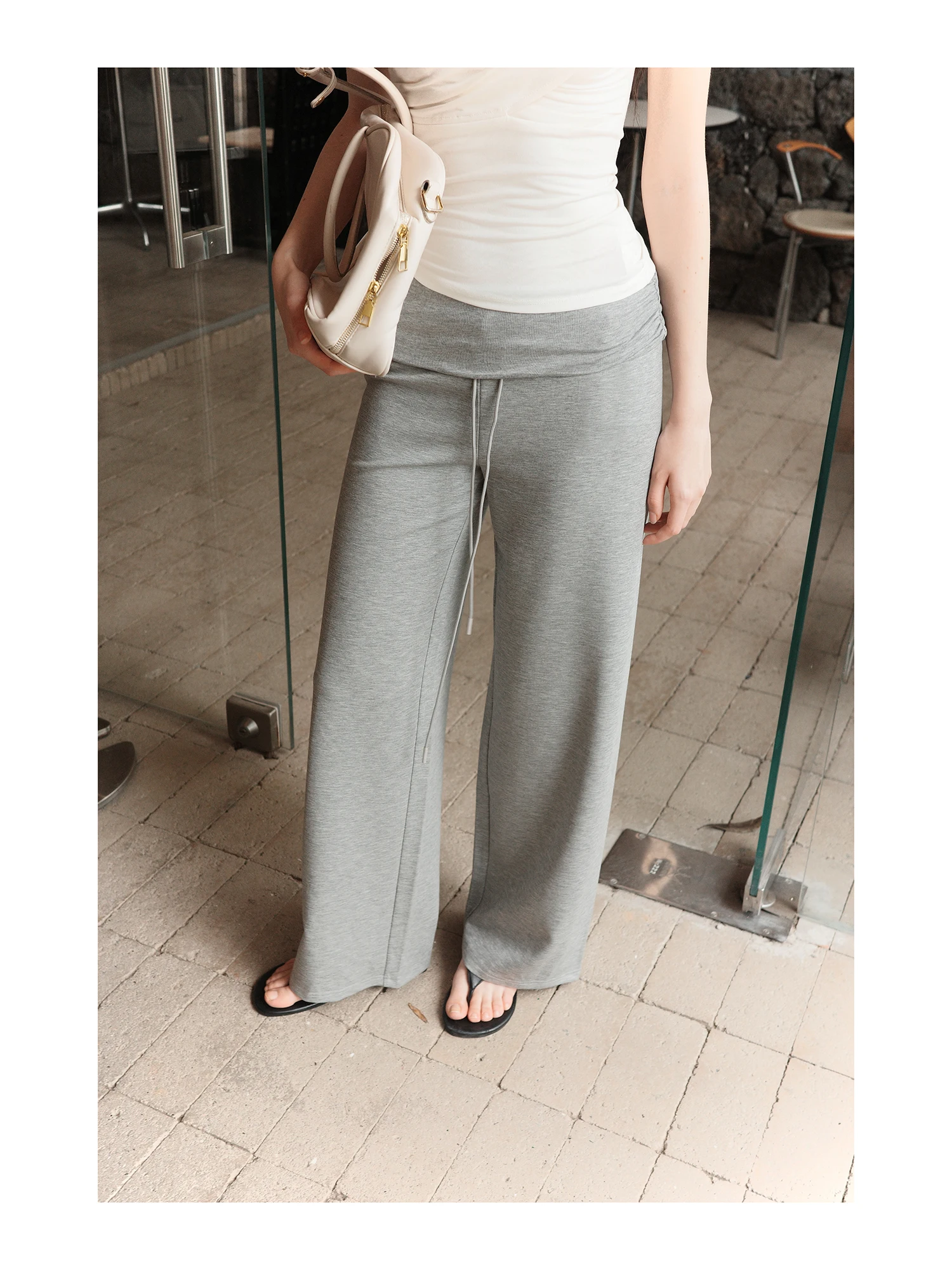 Grey Straight Leg Casual Pants Women Summer Loose Drape Slimming Long Trousers Versatile Comfortable Casual Trousers for Ladies