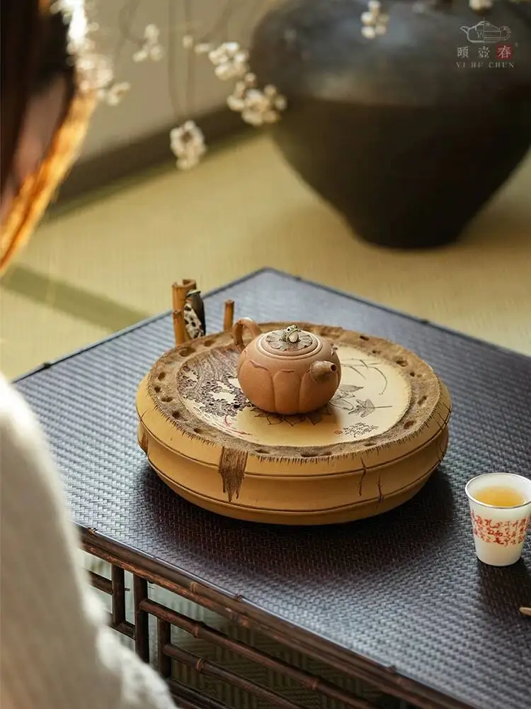 Yi Hut Spring High-End Purple Clay Teapot, Crafted By Master Chen Zhen, Handmade Water Storage Type Dry Brewing Platform,