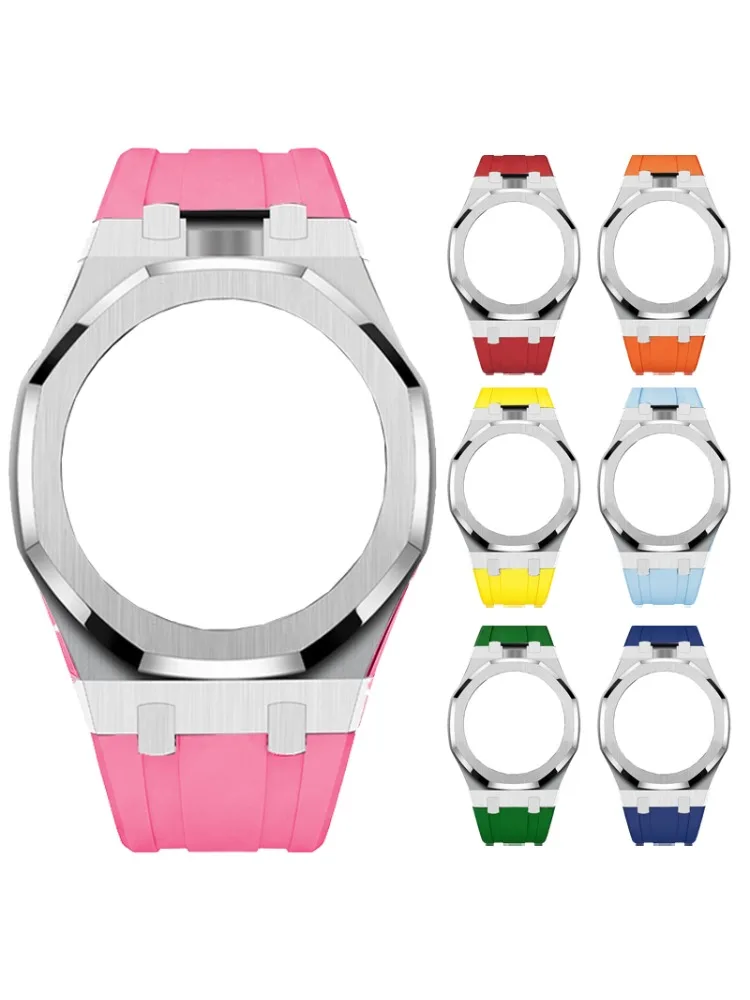 Luxuriöses Modifikationsset mit Edelstahlgehäuse und Gummiarmband, Taschenuhr-Umbau zu Armbanduhr für Royal POP