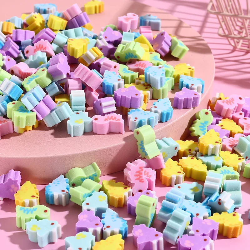 100 Pcs Random Cute Mini Erasers, Bulk Stationery for Student Rewards, Party Favors, Gift Bag Fillers & Back to School Supplies