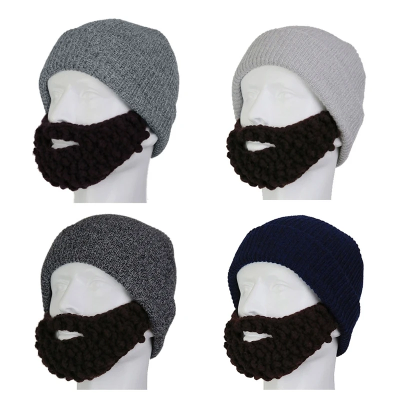 Beard Hats Mad Scientist Caveman Handmade Knit Warm Winter Caps Men Women Halloween Gifts Funny Beanies Party Supplies