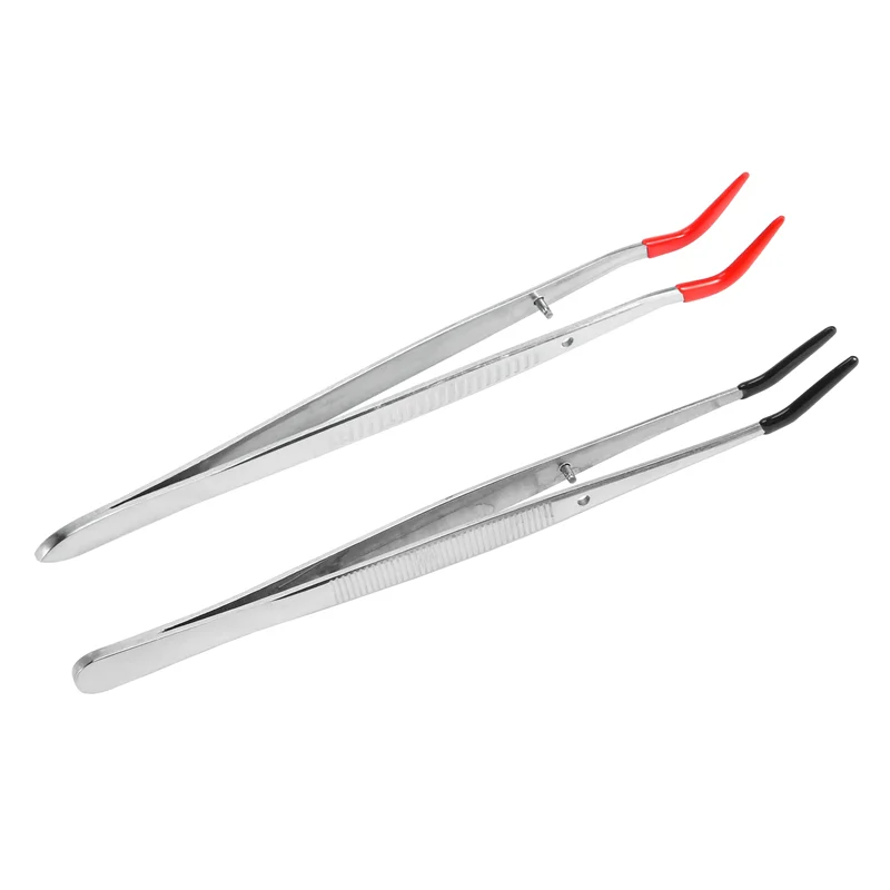 Pinzas curvadas de goma para fabricación de joyas, 2 piezas, acero inoxidable, para manualidades, laboratorio