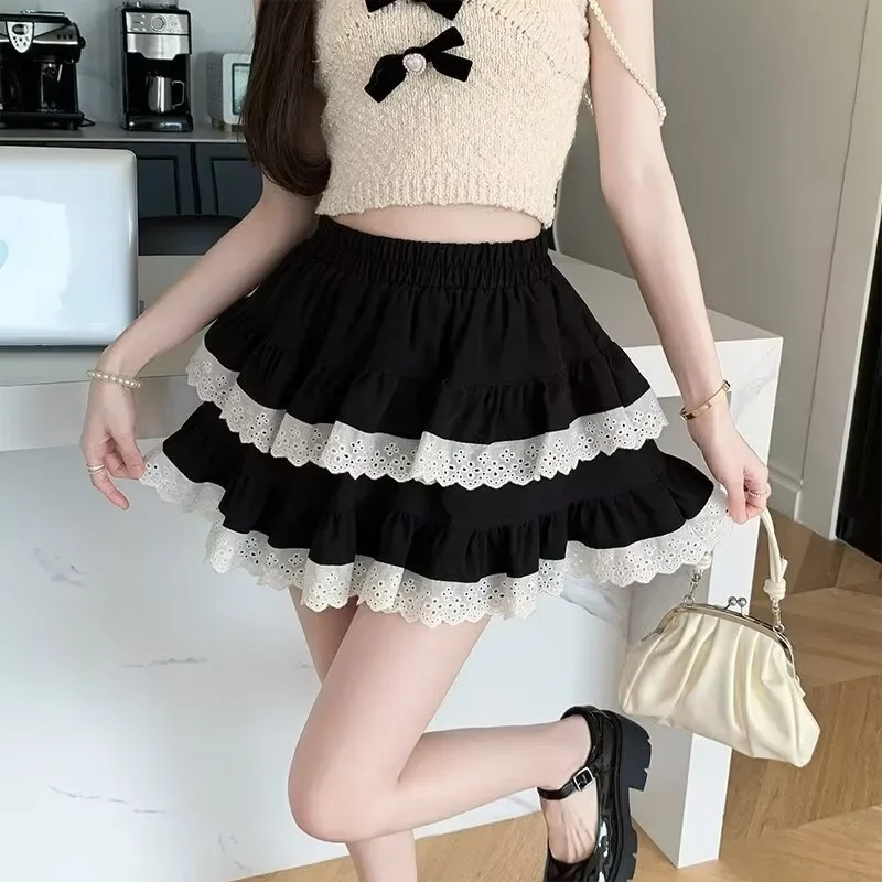 Y2k Skirts Women Korean Fashion Patchwork All-match Mini Ballet Style Dancing Japanese Harajuku Age-reducing Aesthetic Clothes