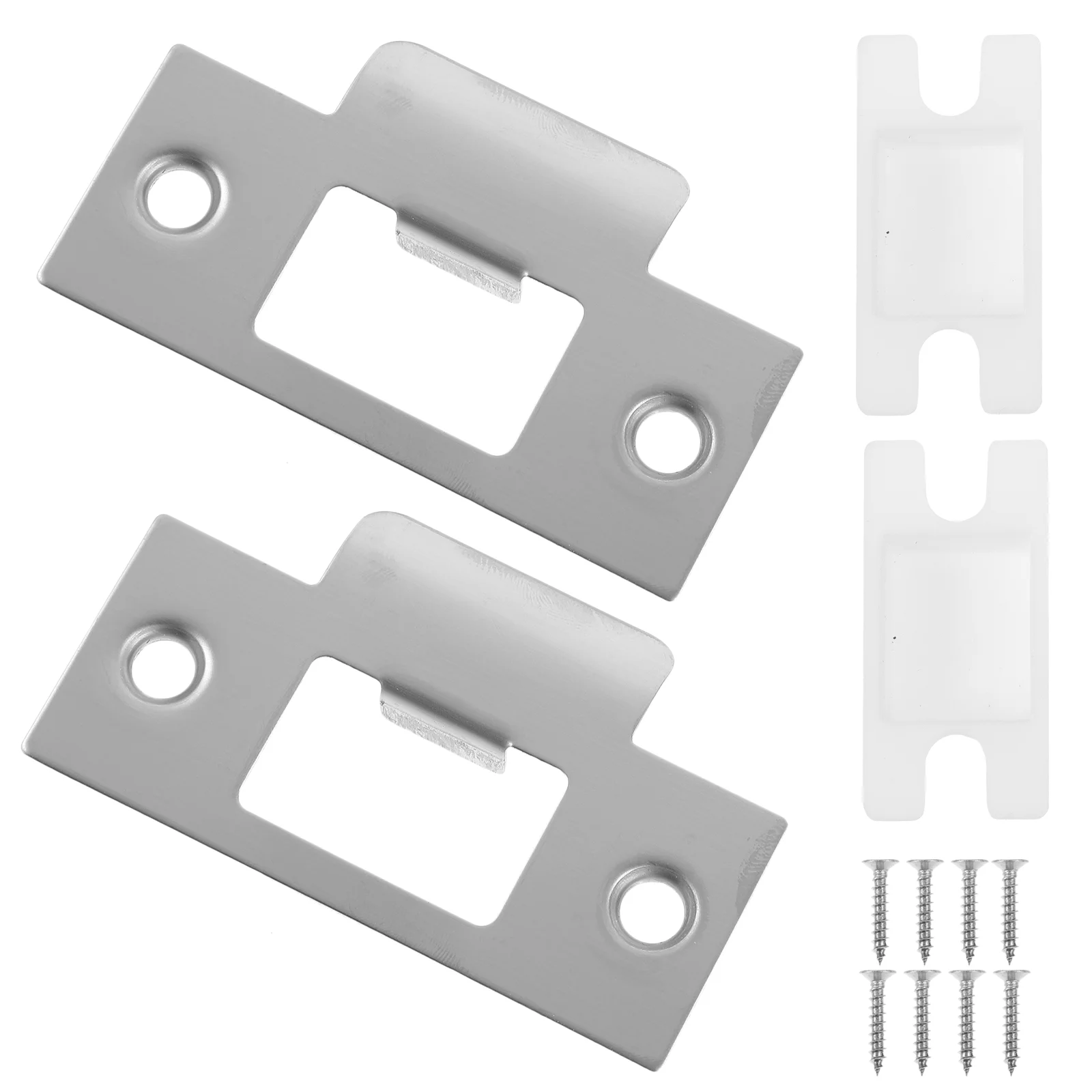 

2 Sets Lock Tongue Buckle Door Reinforcement Kit Stainless Steel Striker Plates Abs Deadbolt Cover Hole Filler Covers