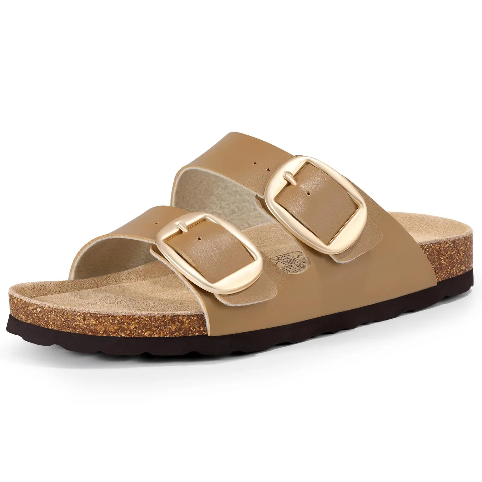 Kidmi Women's Flat Sandals With Cork Footbed And Adjustable Straps_voghion.com