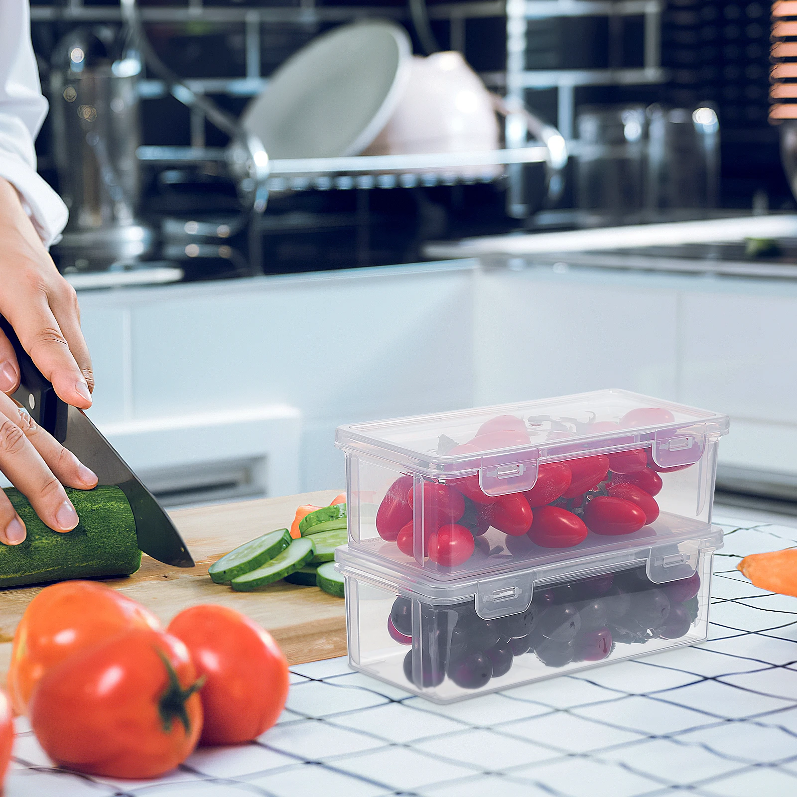 

2Pcs Kitchen Seasoning Storage Tanks Transparent Bread Loaf Container Fridge ganizer Fresh Keep Box Food Holder