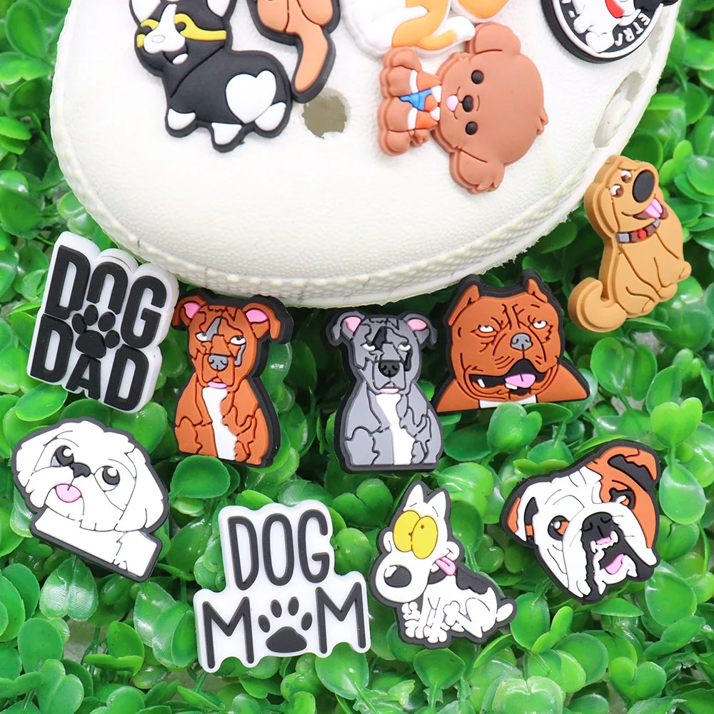 7-20PCS Cartoon Animal Dog Series Beagle Puppdog PVC Shoe Charms Garden Shoes Button Decorations DIY Backpack Accessories Gift