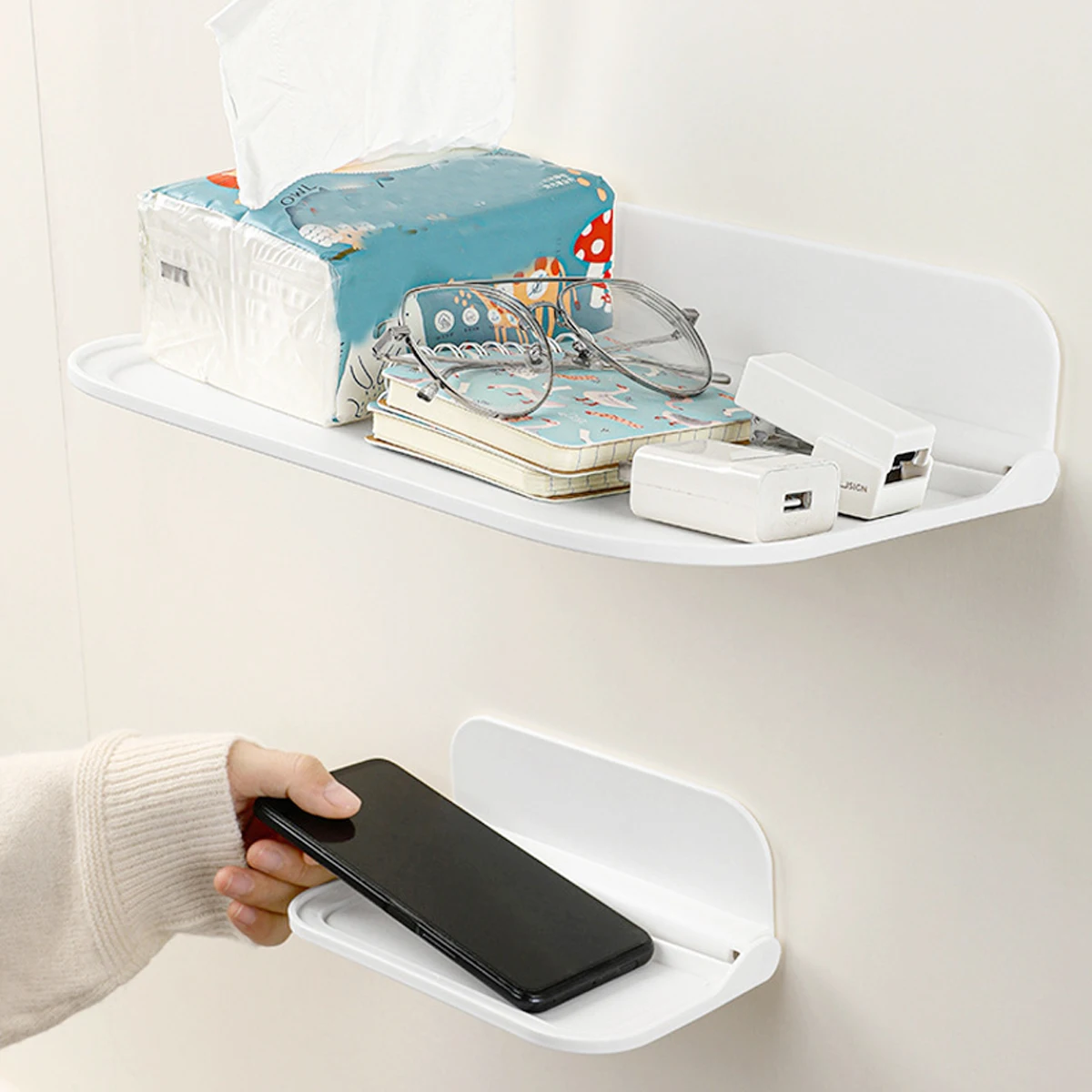 Faltbares Plastik-Badezimmer-Aufbewahrungsregal Tragbare Toilettenpapierbox Selbstklebende Wandmontage Bohrfreier Toilettenpapierhalter Ständer