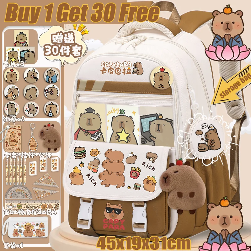 

2025 New Capybara Cartoon Women's Backpack Large Capacity Lightweight School Backpack Back to Campus Backpack Free Shipping