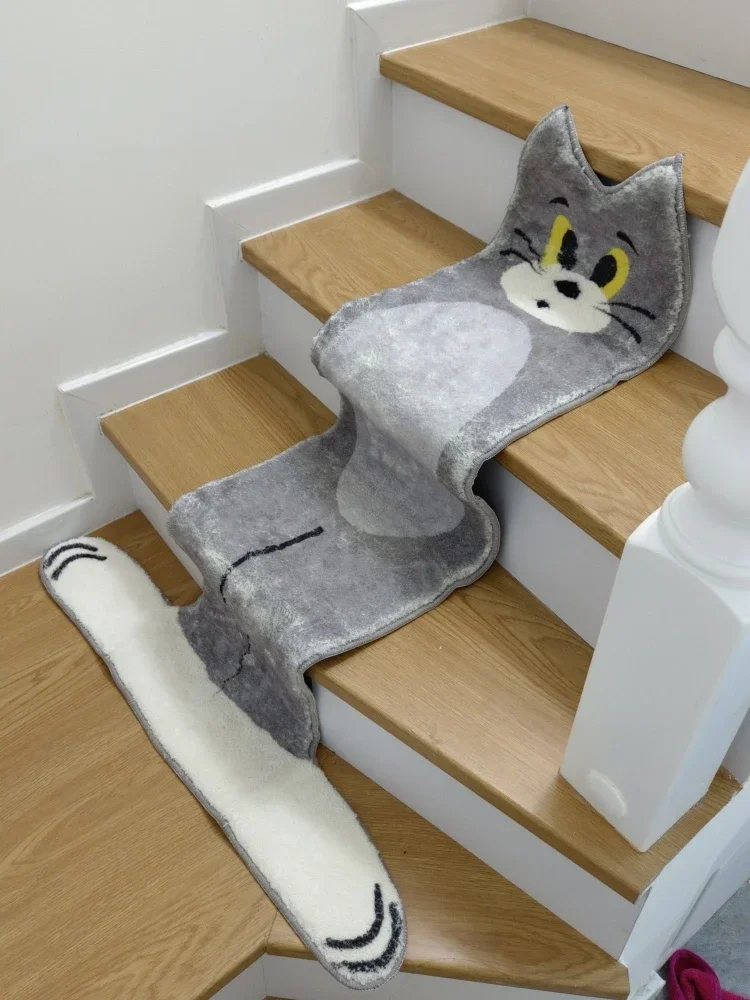 سجادة كرتونية مبطنة بشكل رائع ، توم وجيري ، غرفة نوم ، سلالم ، سرير ، ديكور ، عيد ميلاد ، هدية عيد الميلاد