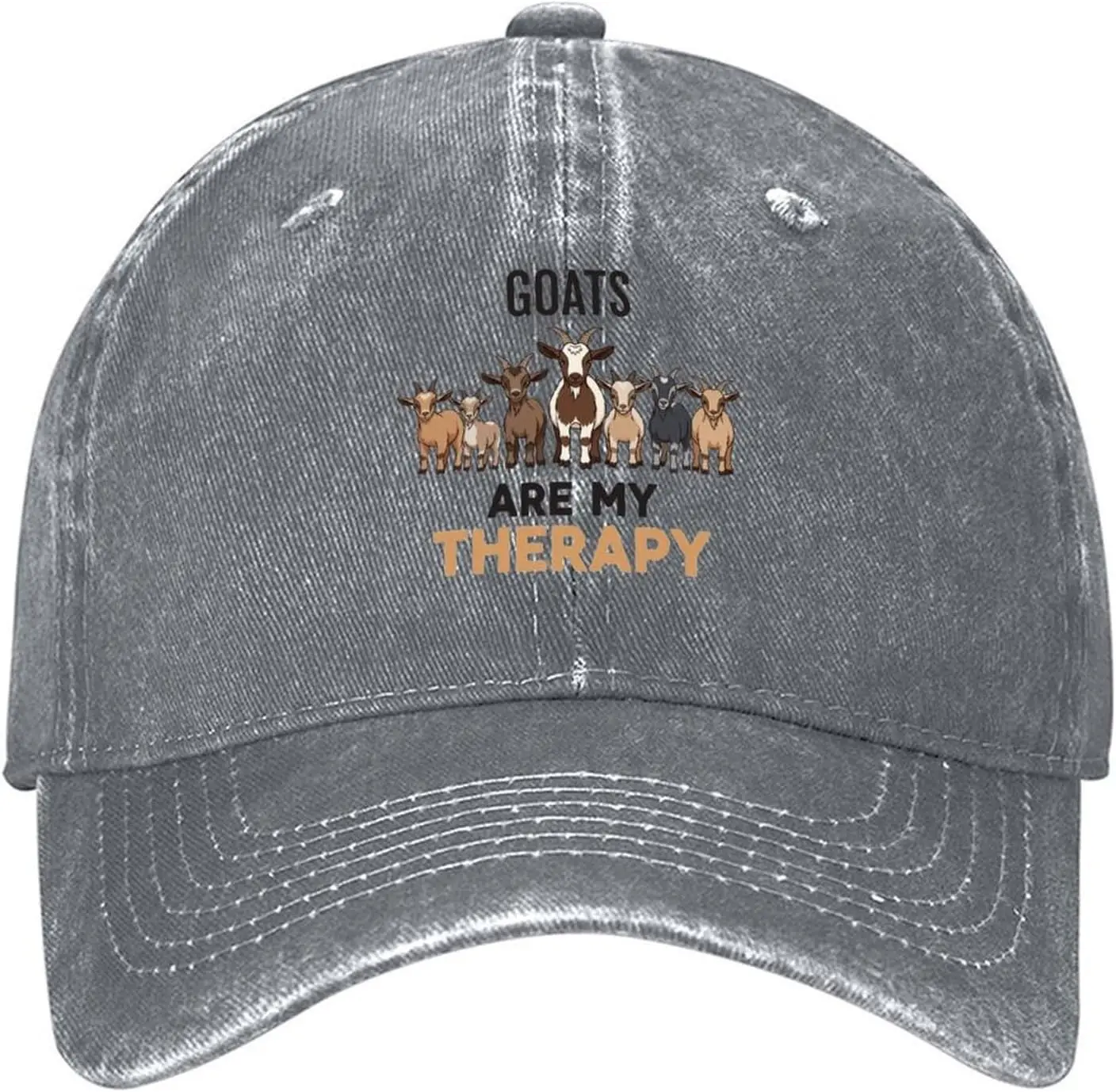 Goats Are My Therapy Graphic Print Baseball Cap Adjustable Cowboy Hat Casual