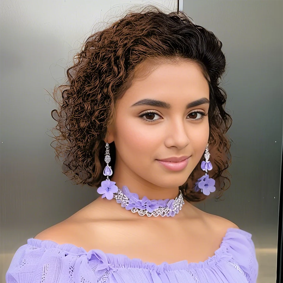 13x4 Lace Front Human Hair Wigs Short Bob Pixie Cut Deep Curly 1B/99J Burgundy Pre Plucked Hairline for Wome 180% Density