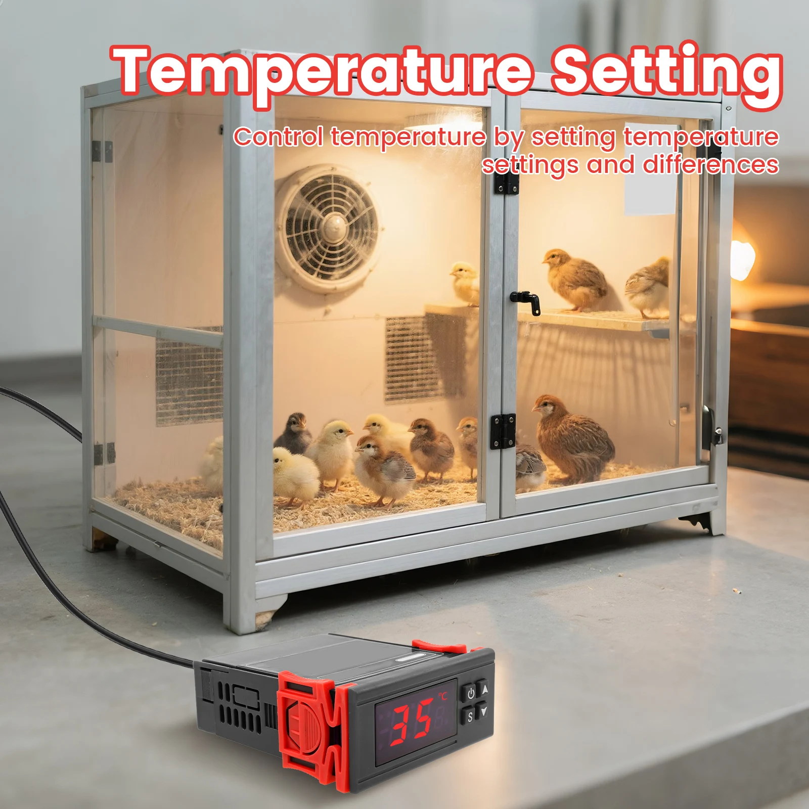 Picture 4: 1/4 Pcs Digital Temperature Controller Smart Adjustment Incubator Controller Digital Display Temperature Regulator for Hatchery