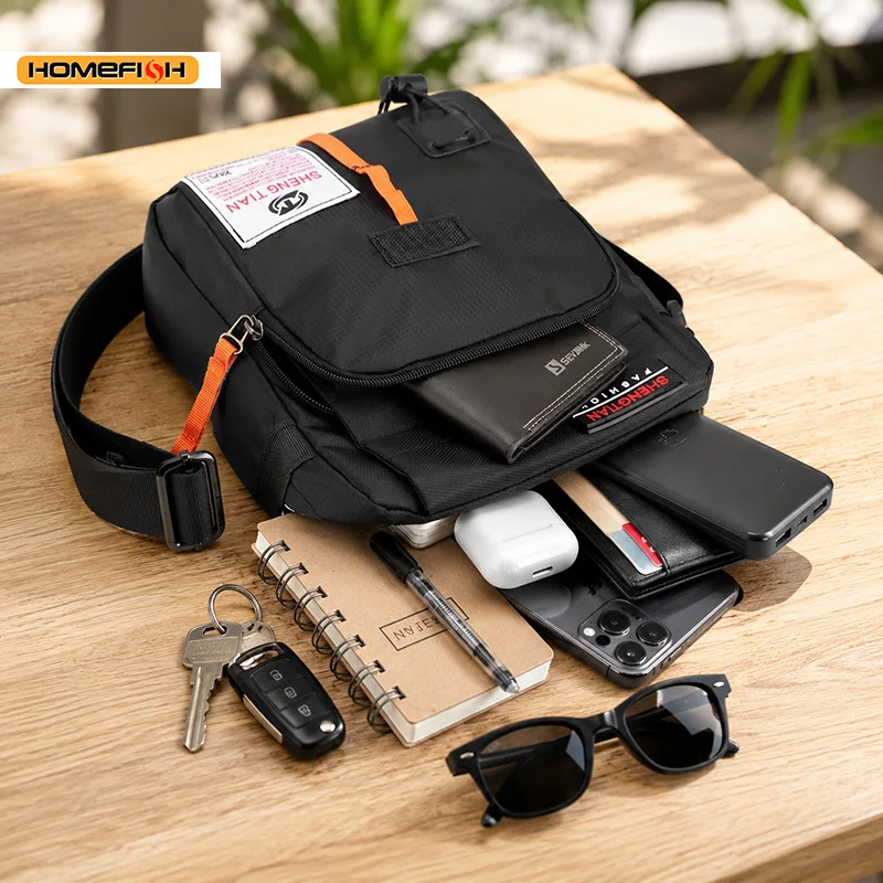 Men Waterproof Oxford Sling Bag Anti‑Theft Crossbody Messenger Bag Multi‑Pocket Zipper Shoulder Pouch for Commute Travel