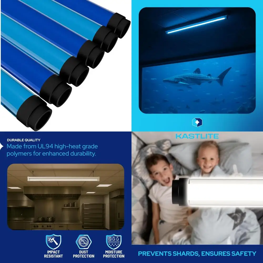 Protezione per tubo luminoso a LED/fluorescente con tappi terminali - 46,375 Coperture per diffusore di lampade e manicotti di sicurezza, Coperture protettive color oceano