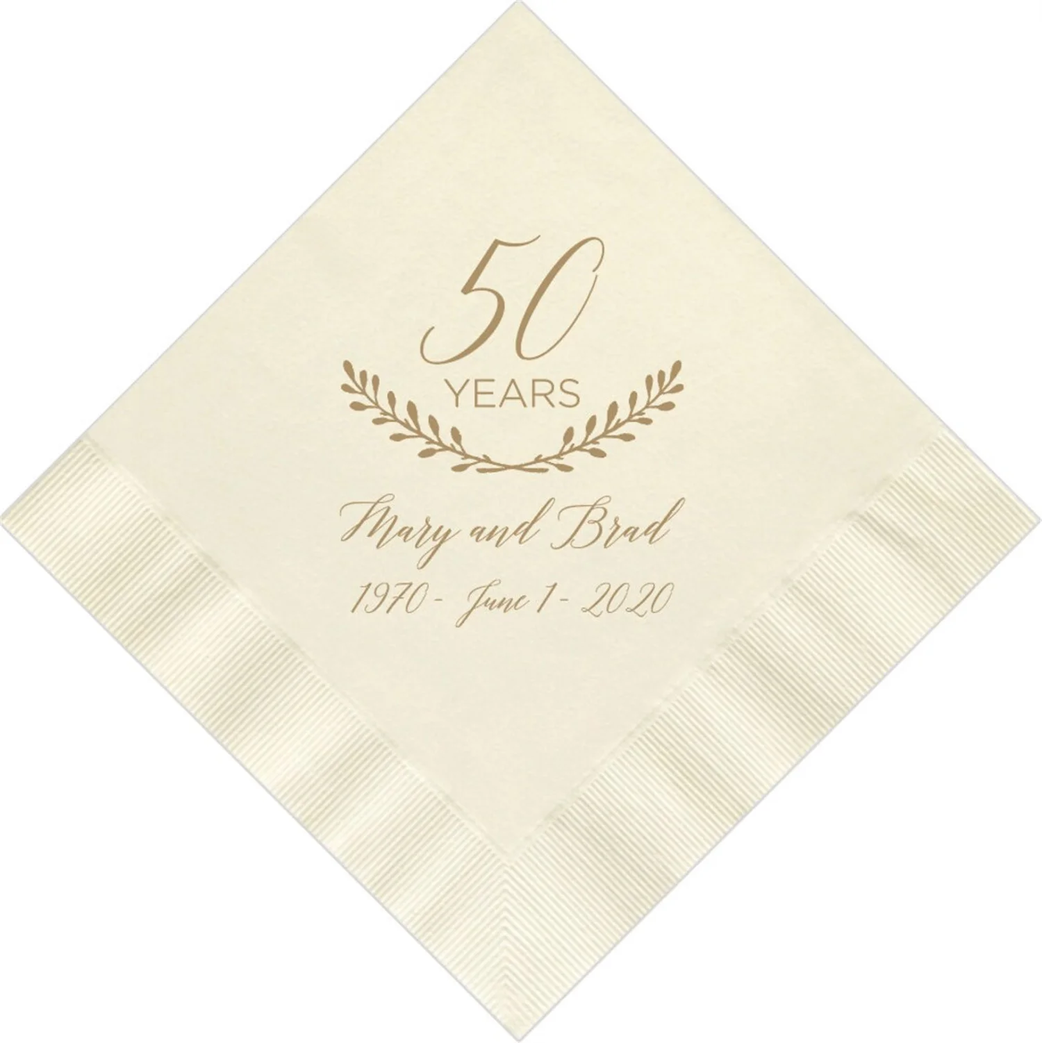 50pcs Personalized Napkins Beverage Luncheon Guest Towel & Dinner Size Avail! 50th Anniversary Monogram Napkins Custom Monogram