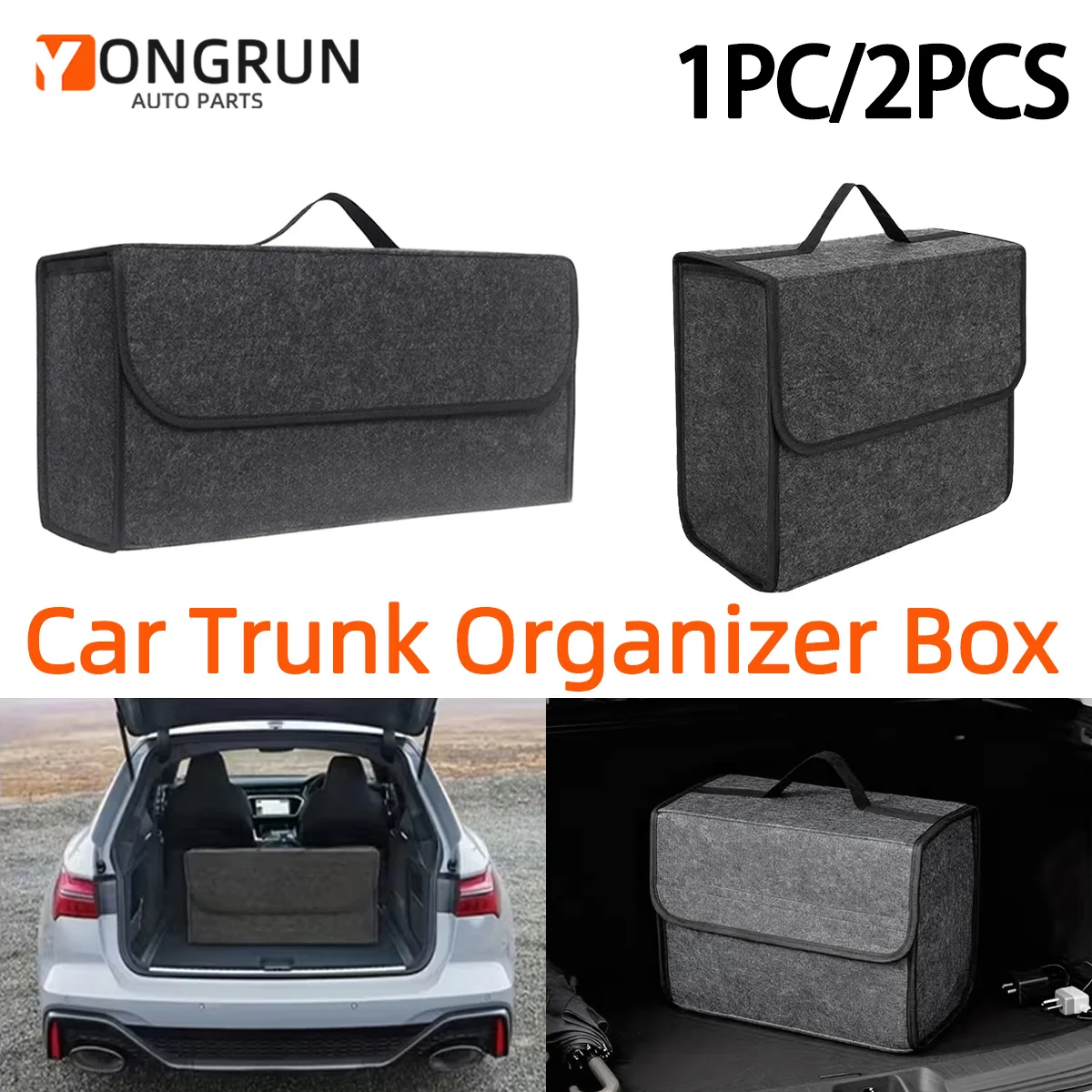 

YONGRUN 1pc/2pcs Car Folding Storage Bag Felt Box Storage Bag Tool Storage Box Interior Sorting Storage Bag Trunk Storage Bag