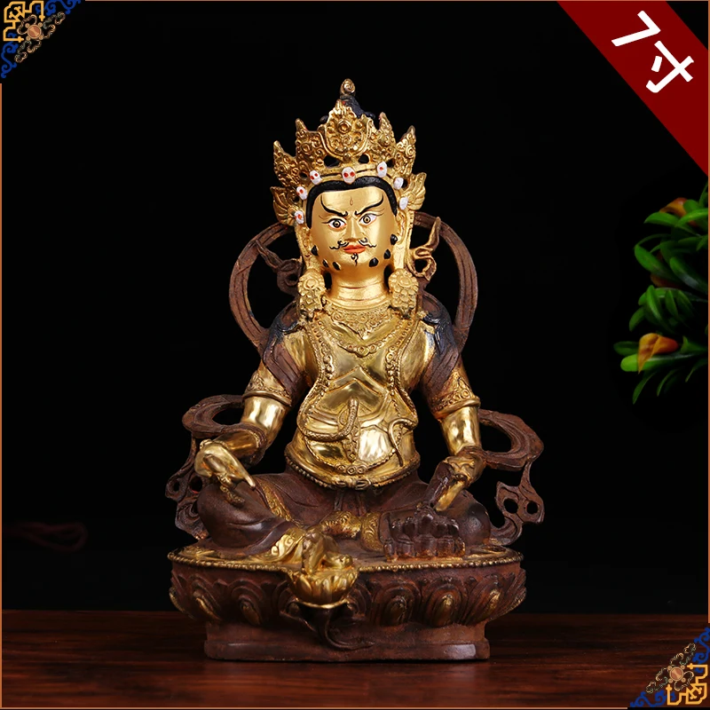 NEW old # HOME family  Talisman #Tibet Buddhism full Gilding Yellow Jambhala Zambala gold Buddha brass statue 21CM