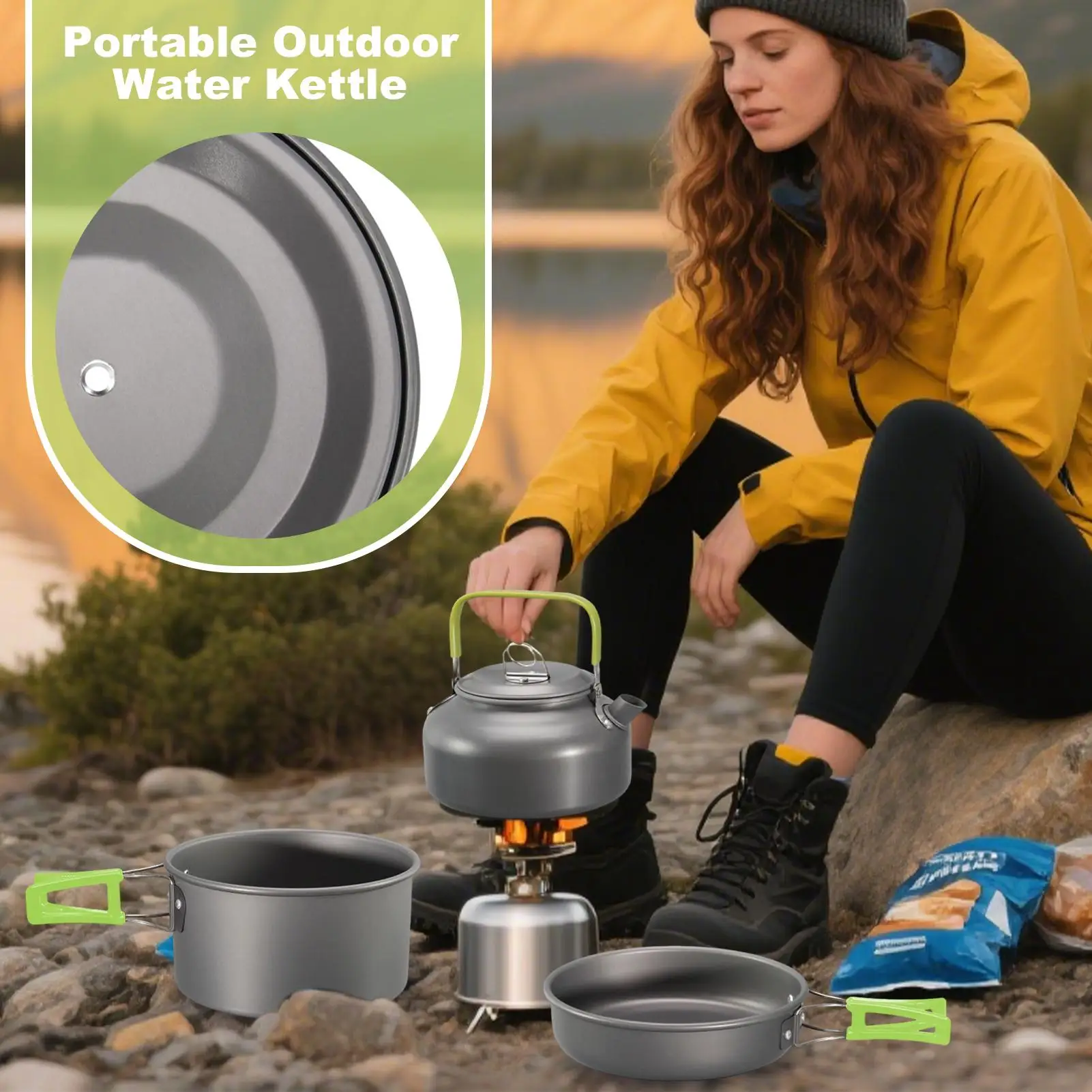 

Camping Cookware Sets Camping Cookware Kit Non Stick Lightweight Pot Pan Kettle For Hiking Travel Fishing Outdoor Backyard