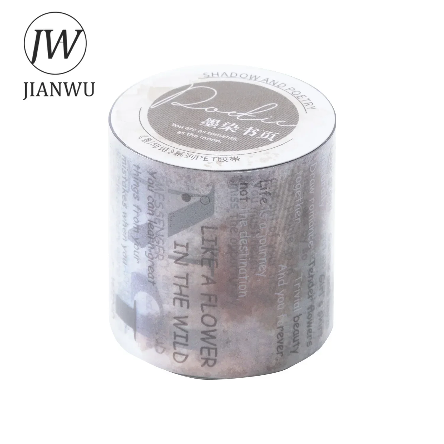 JIANWU 40mm*200cm Shadow and Poetry Series Vintage English Text Material Collage PET Tape Creative DIY Journal Stationery