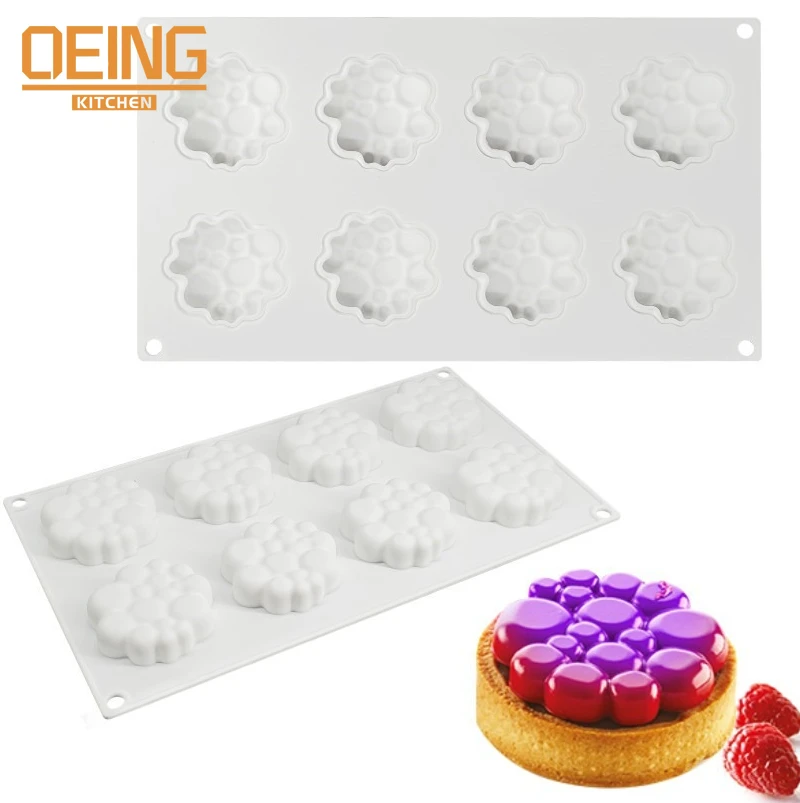 

8-Cavity Round Bubble Tart Pastry Silicone Mold Chocolate Mousse Candy Cake Pie Decorating Baking Mold Bakeware Accessorys