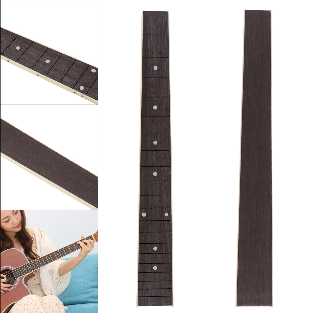 41inch Acoustic Guitar Fingerboard 20 Fret Rosewood Fretboard Inlay Shell Sound Point with ABS Edge Guitar DIY Parts