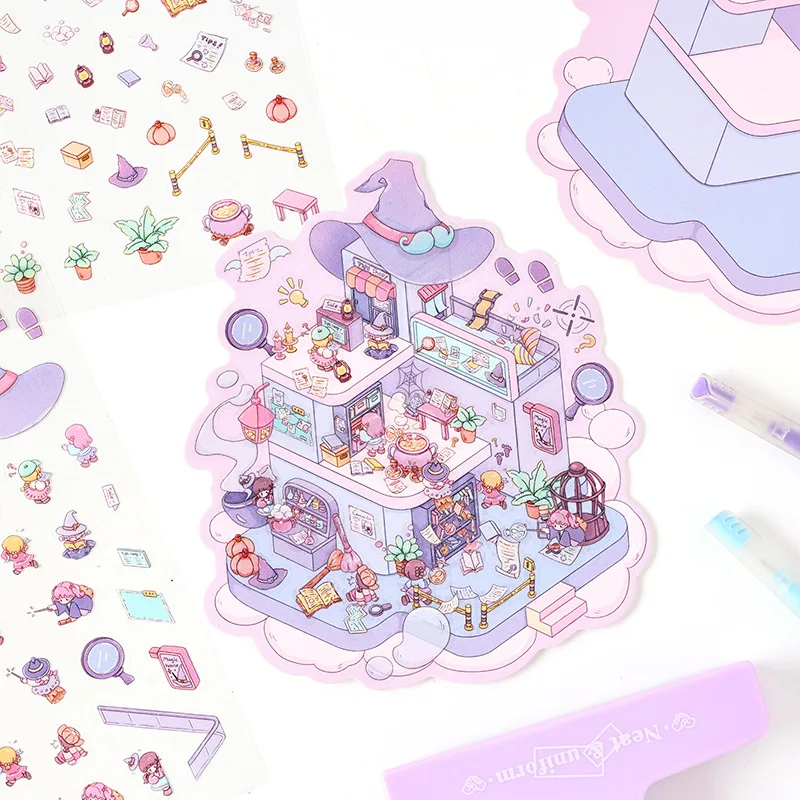 الحلو الكرتون 3D التراص المشهد ملصق لطيف أنيمي غرفة تخطيط المشهد صائق للأطفال التصميم الإبداعي سجل القصاصات ملصق هدية