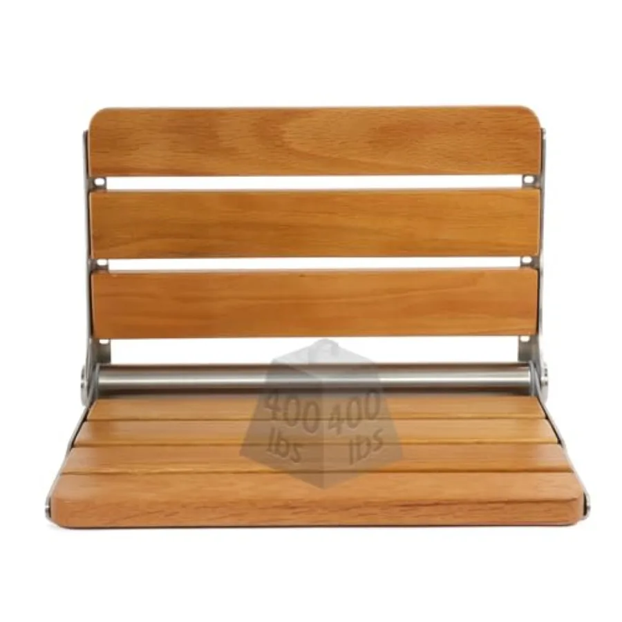 

Wall Mounted Fold Down Shower Seat 400 lbs Load-Bearing Foldable Wooden Shower Bench for Inside Shower Elderly Use Light Brown