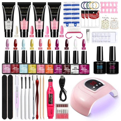 Limegirl-Kit de esmalte de uñas semipermanente, 8ml, con lámpara UV USB, Base de remojo y capa superior, barniz, juego de manicura para salones de uñas