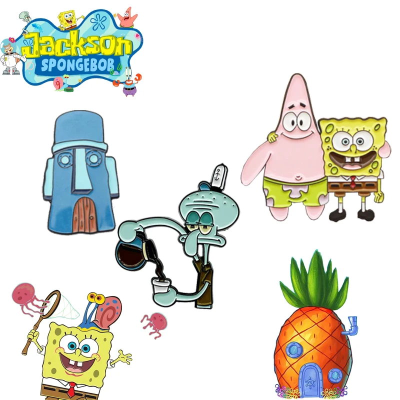 

Sponge-Bob Cute Enamel Pins Brooch Cartoon Anime Squidward Tentacles Patricks Stars Badges Denim Lapel Pin Jewelry Accessories