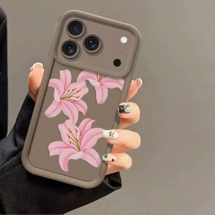 Funda de TPU con estampado floral rosa, resistente a golpes, compatible con iPhone 17 Air, 16E, 15 Pro Max, 14 Plus, 13, 12 y 11 3